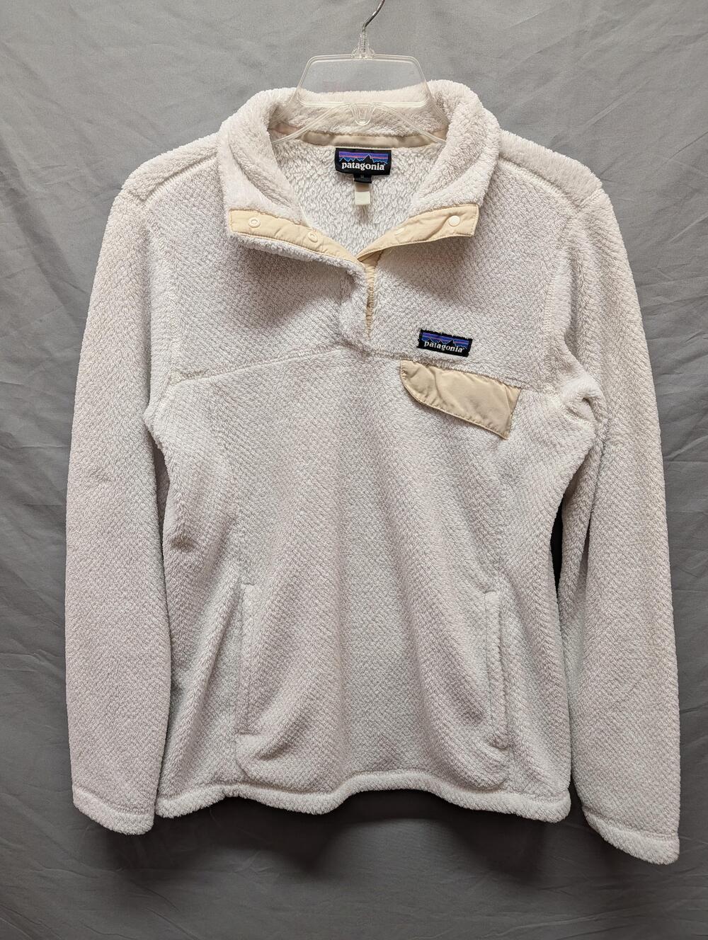 Patagonia Fleece Pullover Womens Medium White Re-Tool Snap-T High Pile Pockets